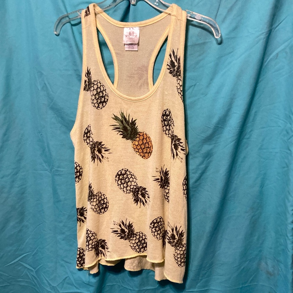 Pineapple Print Yellow Tank Top